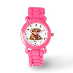 Cute tjejer Highland coa add namn Armbandsur
