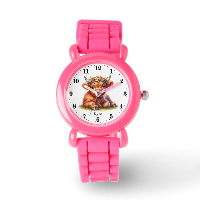 Cute tjejer Highland coa add namn Armbandsur (Framsida)