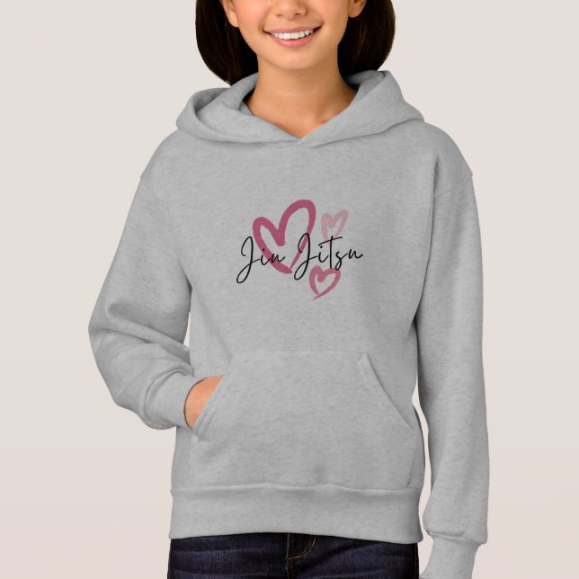 Cute tjejer jiu jitsu grått hoodie t shirt (Framsida)