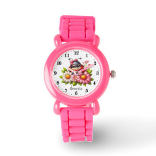 Cute tjejer ladybug älskare add namn armbandsur