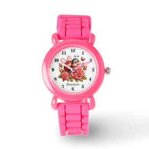Cute tjejer ladybug älskare add namn armbandsur