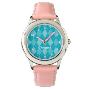Cute tjejer tittar på med retro argyle diamant mön armbandsur