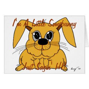 Cute Tjock Bunny "A Little nåbunny Sayin'HI Card" Hälsningskort