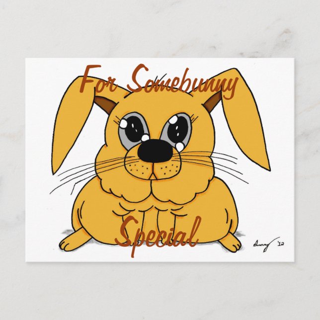 Cute Tjock Bunny "För någon Speciell sak" vykort (Framsida)