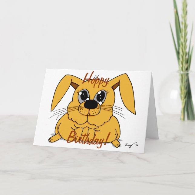 Cute Tjock Bunny "Hoppy Birthday"! Kort (Framsida)