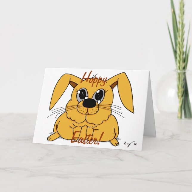 Cute Tjock Bunny "Hoppy Påsk!" Kort (Framsida)