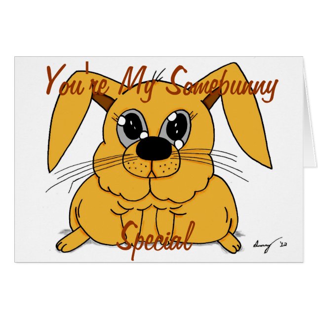 Cute Tjock Bunny "Nånbunny Speciell" - Marry Me Ca Hälsningskort (Framsidan Horizontal)