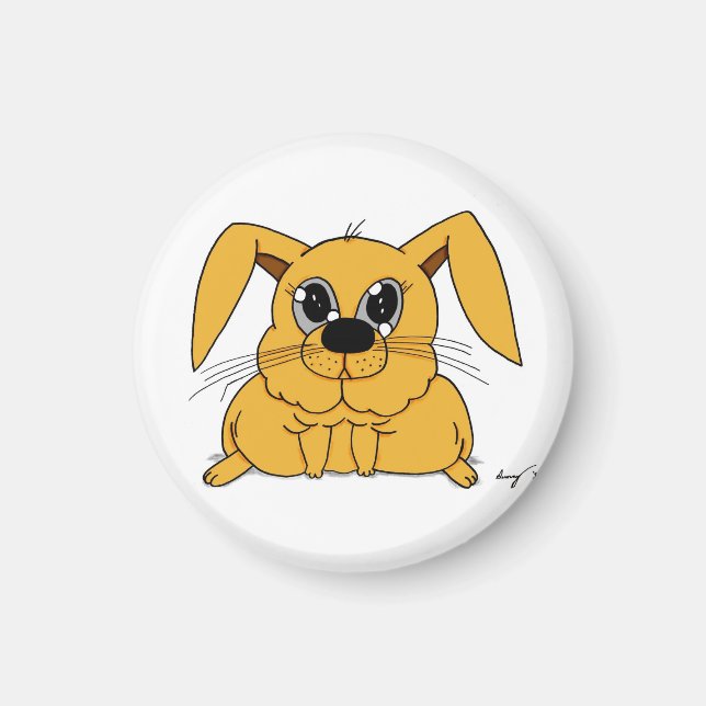 Cute Tjock Bunny Round Magnet (Framsidan)