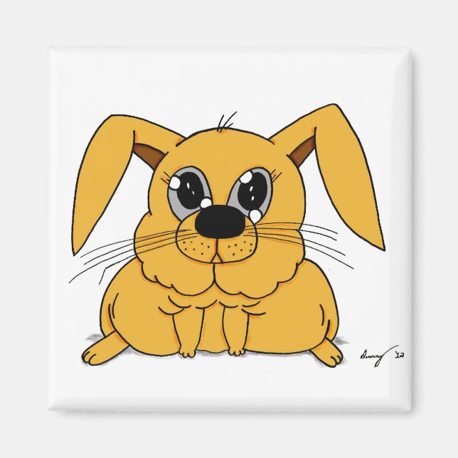 Cute Tjock Bunny Square Magnet (Framsidan)