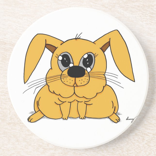Cute Tjock Bunny Underlägg Sandsten (Framsidan)