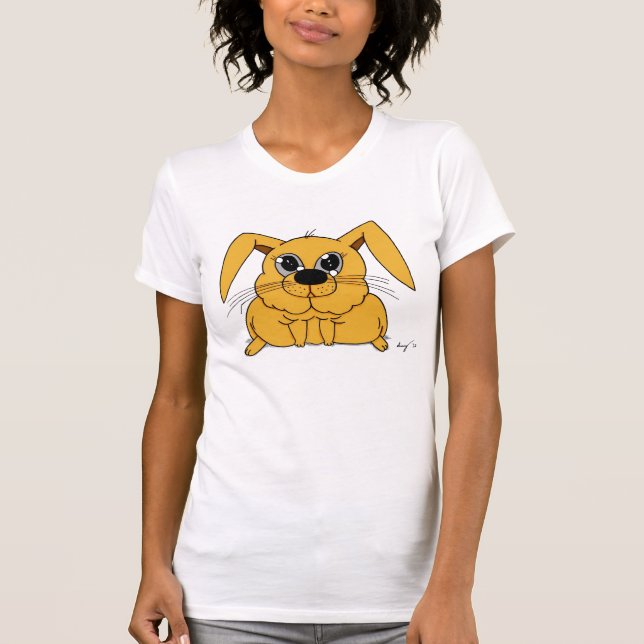 Cute Tjock Bunny Womens Avslappnad Scoop T-Shirt (Framsida)