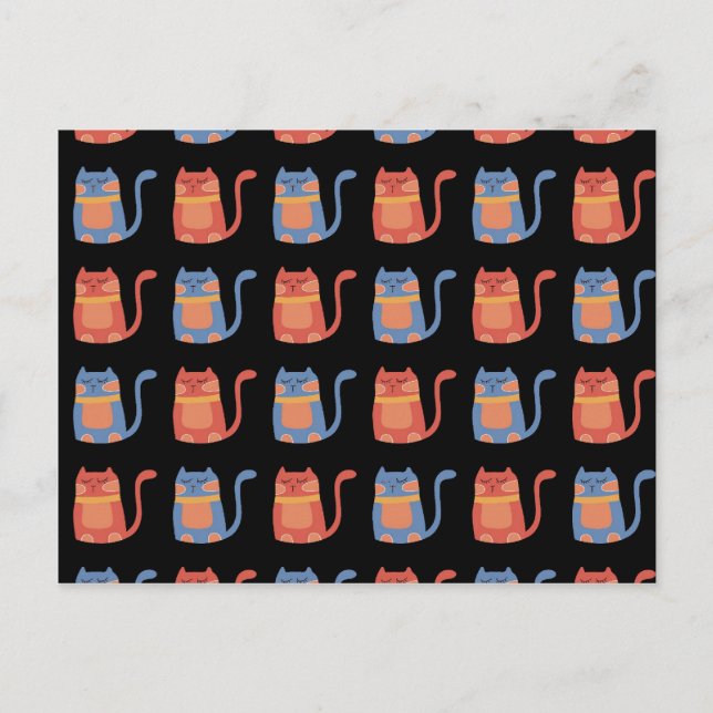 Cute Tjock Cats i Rosa och Blue Gifts for Cat Love Vykort (Framsida)