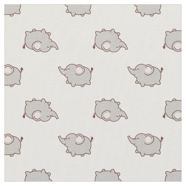 Cute Tjock Elephant Mönster Tyg (Närbild)