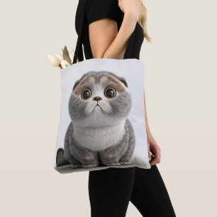 CUTE TJOCK FLUFFY SCOTTISH FOLD CAT TYGKASSE