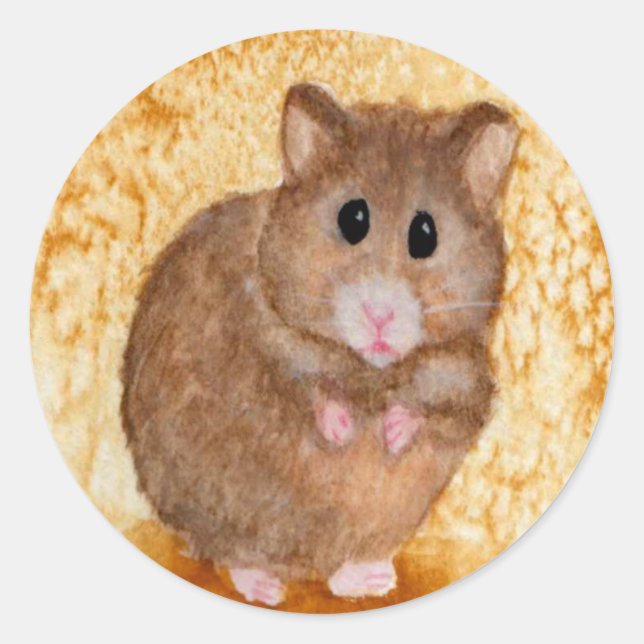 Cute Tjock Hamster Stickers Runt Klistermärke (Framsida)
