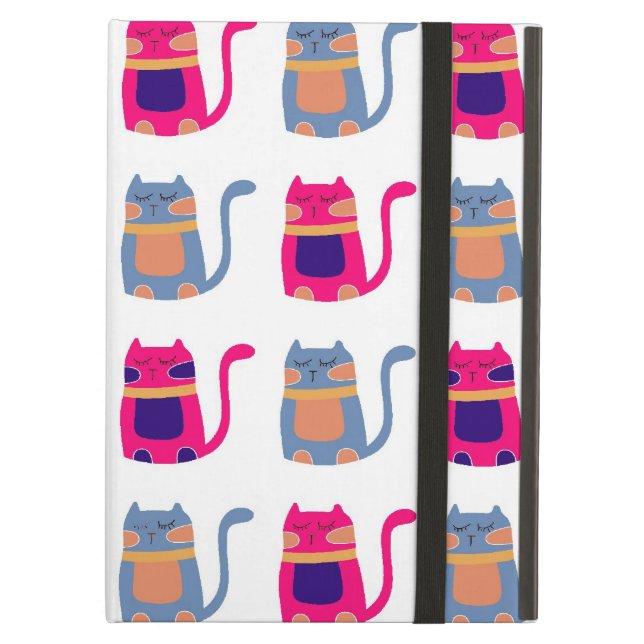 Cute Tjock Kattunge i Rosa Melon Blue Unique Gift iPad Air Skal (Framsidan Closed)
