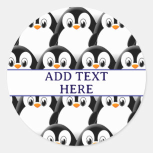 Cute Tjock Penguin över hela Mönster-Anpassningsba Runt Klistermärke