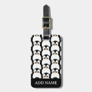 Cute Tjock Penguin över Mönster Bagagebricka