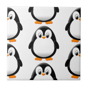 Cute Tjock Penguin över utskriften vitt Kakelplatta