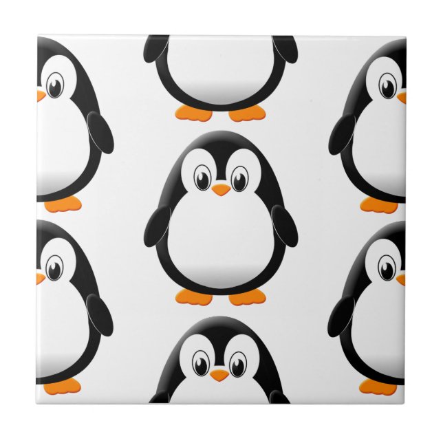 Cute Tjock Penguin över utskriften vitt Kakelplatta (Framsidan)