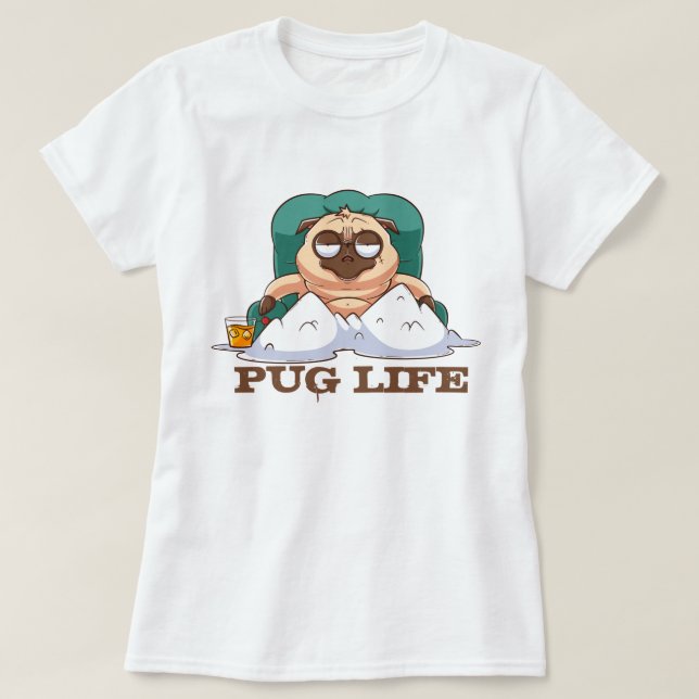 Cute Tjock Pug T-Shirt (Design framsida)