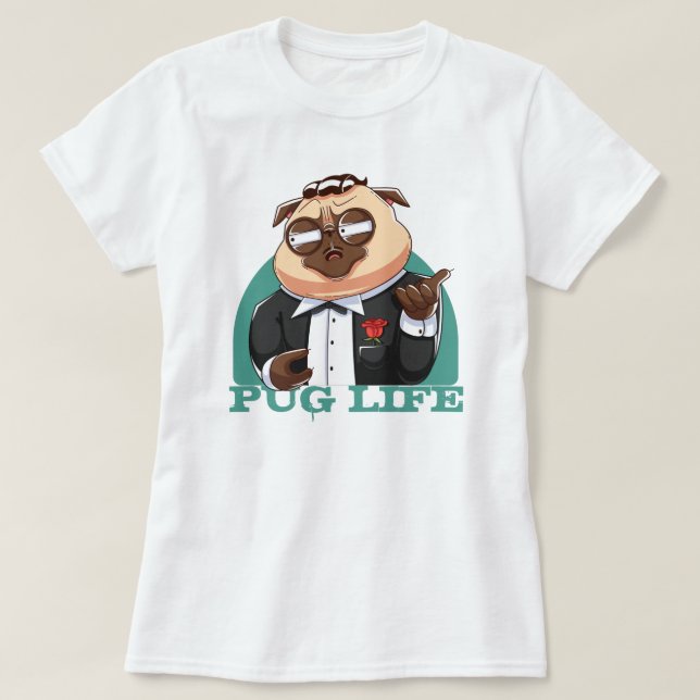 Cute Tjock Pug T-Shirt (Design framsida)