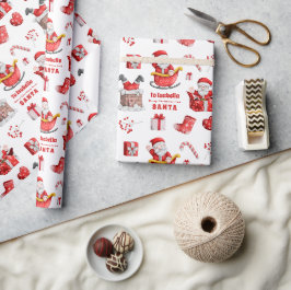 Cute to Child Namn från Santa Mönster Presentpapper