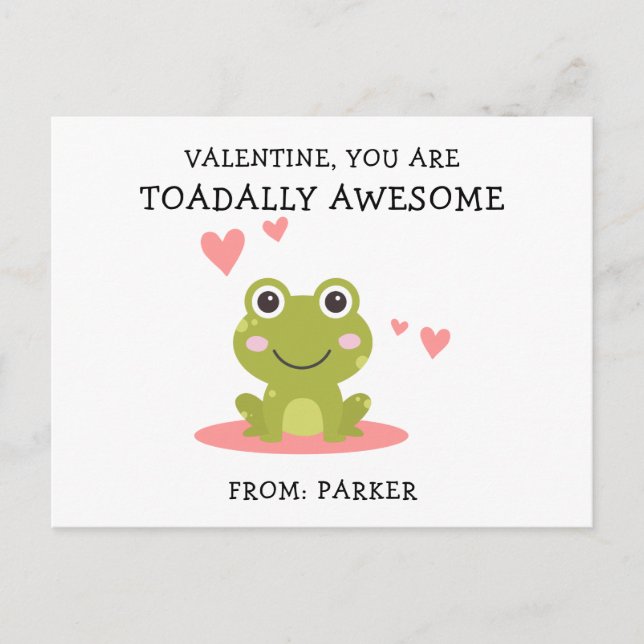 Cute Toadally Fantastisk Classroom Valentine-vykor Helg Vykort (Framsida)