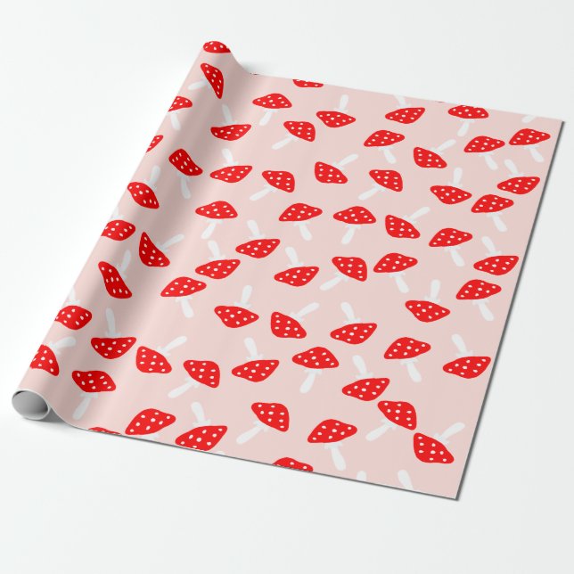 Cute Toadstool Svampar Svampar Pappra Presentpapper (Utrullad)