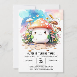 Cute Toadstool Tales Birthday Inbjudningar