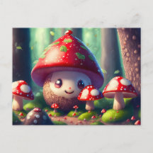Cute toadstools i lycka till i skogen
