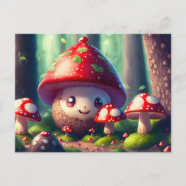 Cute toadstools i lycka till i skogen vykort