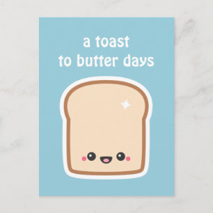 Cute Toast med Lycklig Ansikte Vykort
