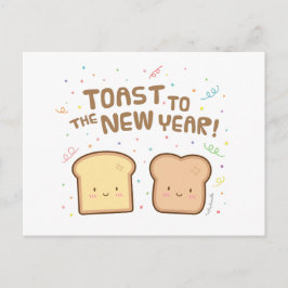 Cute Toast till nyåret Pun Humor Hälsning Helg Vykort