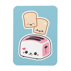 Cute Toaster med Lycklig-popup Magnet