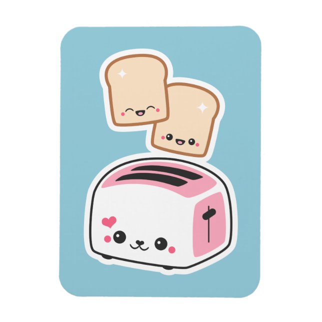 Cute Toaster med Lycklig-popup Magnet (Vertikal)