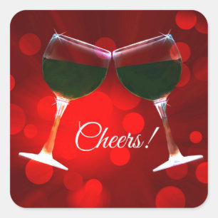 Cute Toasting Glasses Vin Stickers Fyrkantigt Klistermärke