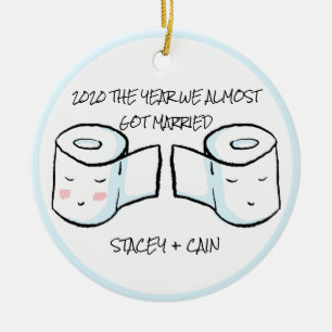 Cute Toilet Papper Covid 2020 Uppskjuten Bröllop Julgransprydnad Keramik