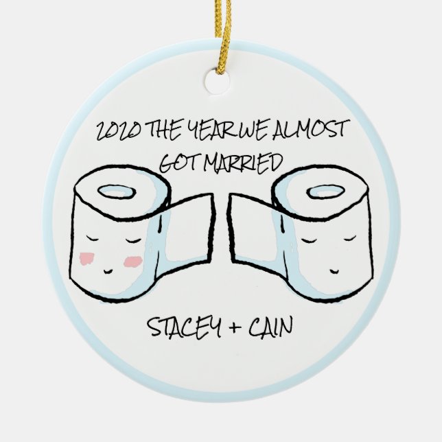Cute Toilet Papper Covid 2020 Uppskjuten Bröllop Julgransprydnad Keramik (Framsidan)