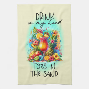 Cute toks and drink hand ord art kökshandduk