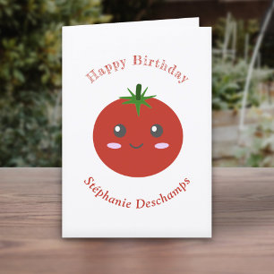 Cute Tomato Birthday Card Tack Kort