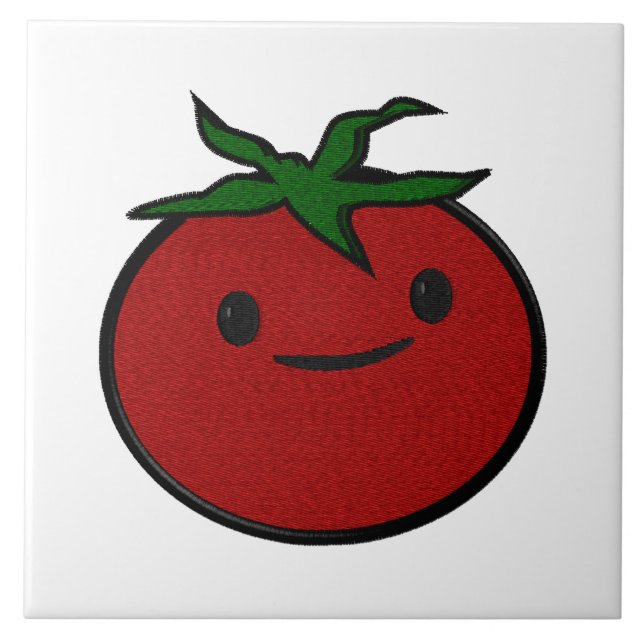 Cute Tomato Embroidery Print Decorative Kakelplatta (Framsidan)