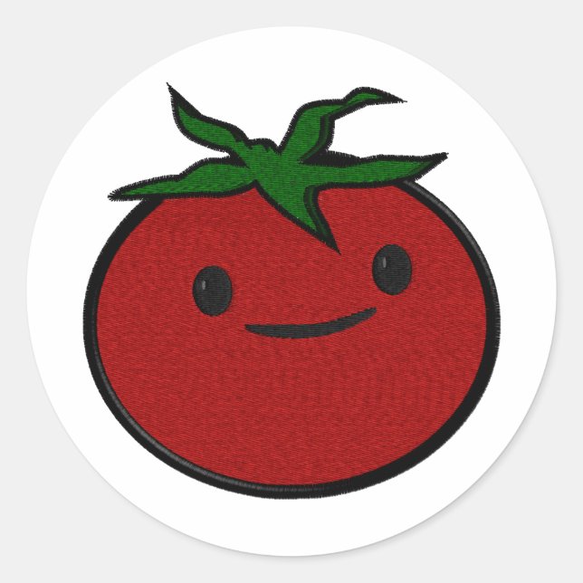 Cute Tomato Embroidery Print Runt Klistermärke (Framsida)
