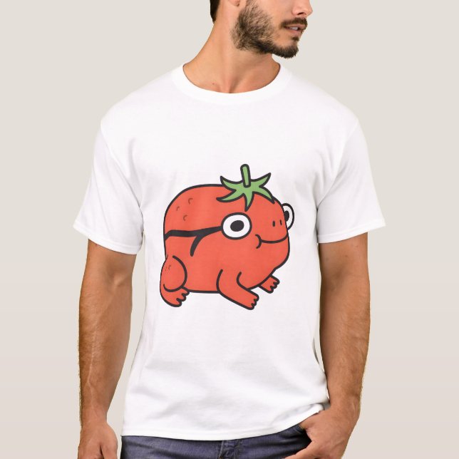 Cute Tomato Frog Doodle T Shirt (Framsida)