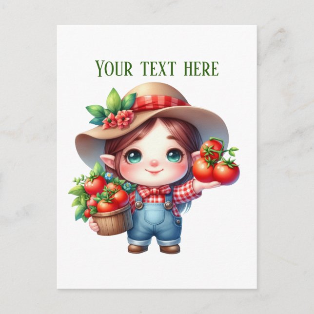 Cute tomato gnome customizable vykort (Framsida)