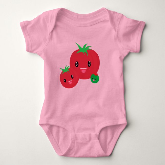 Cute Tomato kawaii baby T Shirt (Framsida)