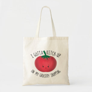 Cute Tomato Ketchup Livsmedel Shopping Tygkasse