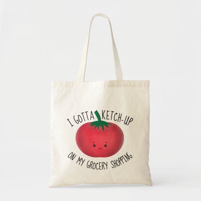Cute Tomato Ketchup Livsmedel Shopping Tygkasse (Framsidan)
