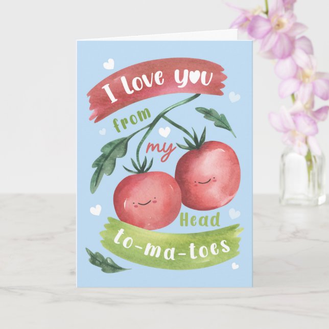 Cute Tomato Valentine’s Card – Head to-Ma-Toes Kort (Orkide)