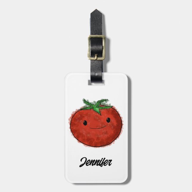 Cute Tomato Watercolor Bagagebricka (Vertikal Framsida)